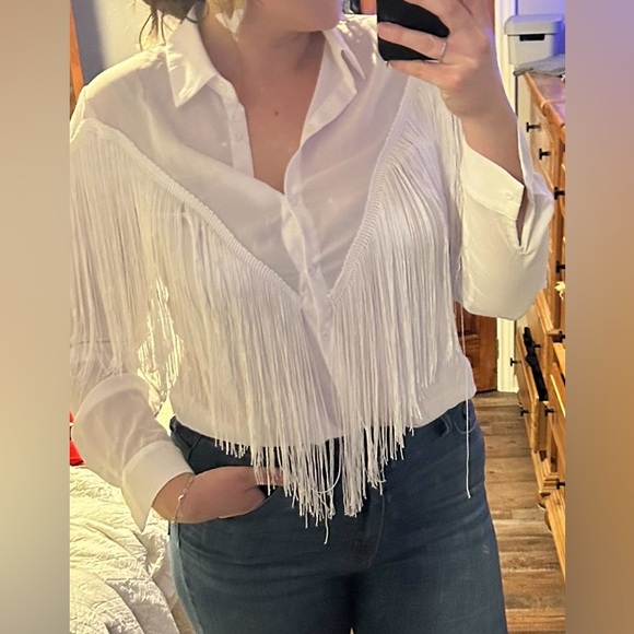 White fringe button up - Picture 2 of 2